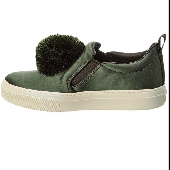 TORY BURCH Daphne Pom Pom Satin Luxe Platform Sneakers Size 6 - Picture 1 of 8